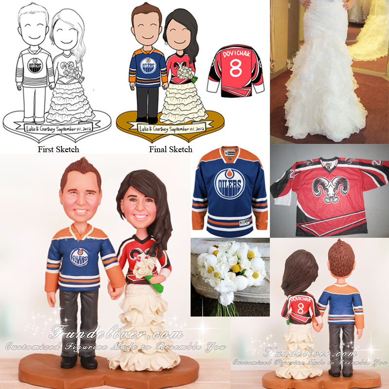 St. Louis Rams and Edmonton Oilers Wedding Cake Toppers